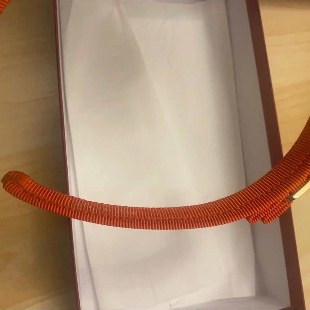 FERRAGAMO Vara Bow Grosgrain Headband in Vibrant Orange – With Original Box